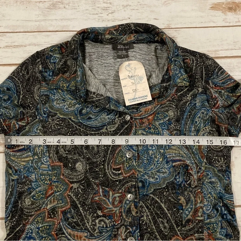 Pure Amici Button Down Paisley Print Top Small_3